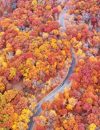 Aerial Photography - Illinois River Valley Fall Colors