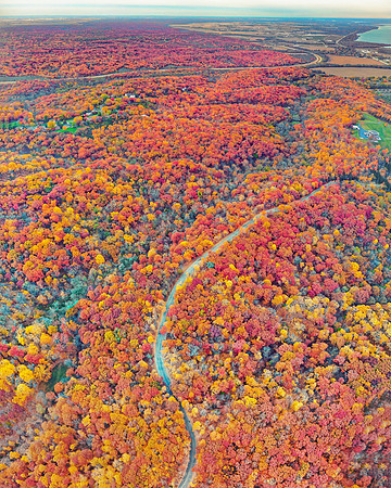 Vertical Panorama of the Illinois River Valley fall Colors 2018