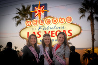 Bride and Bridesmaids at the traditional Vegas Welcome Sign