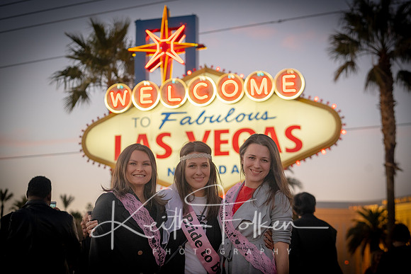 Bride and Bridesmaids at the traditional Vegas Welcome Sign