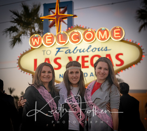 Close Up of Raluca, Eli, and Anezka at the Vegas Sign