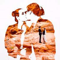 Double Exposure of high key portrait and elopement landscape - 2