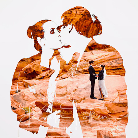 Double Exposure of high key portrait and elopement landscape - 2